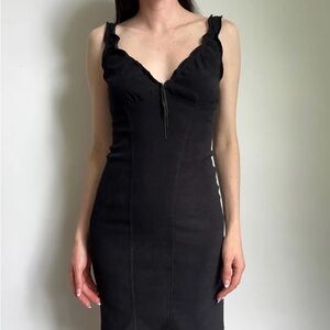 Elegant Black Ultra Suede Mini Dress